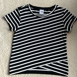 CAbi Gracie Black & White Striped Top